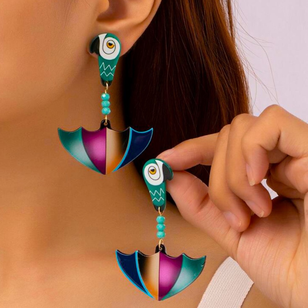 Parrot Umbrella Dangle Earrings